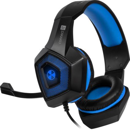 CONNECT IT CHP-5500-BL - LED Bedrade gaming-koptelefoons met een microfoon zwart/blauw