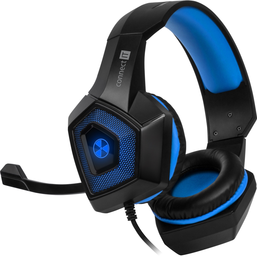 CONNECT IT CHP-5500-BL - LED Bedrade gaming-koptelefoons met een microfoon zwart/blauw