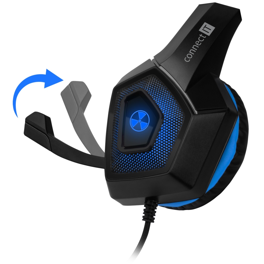 CONNECT IT CHP-5500-BL - LED Bedrade gaming-koptelefoons met een microfoon zwart/blauw