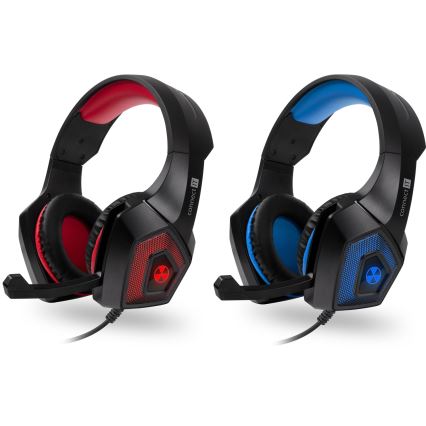 CONNECT IT CHP-5500-BL - LED Bedrade gaming-koptelefoons met een microfoon zwart/blauw