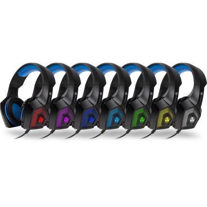 CONNECT IT CHP-5500-BL - LED Bedrade gaming-koptelefoons met een microfoon zwart/blauw