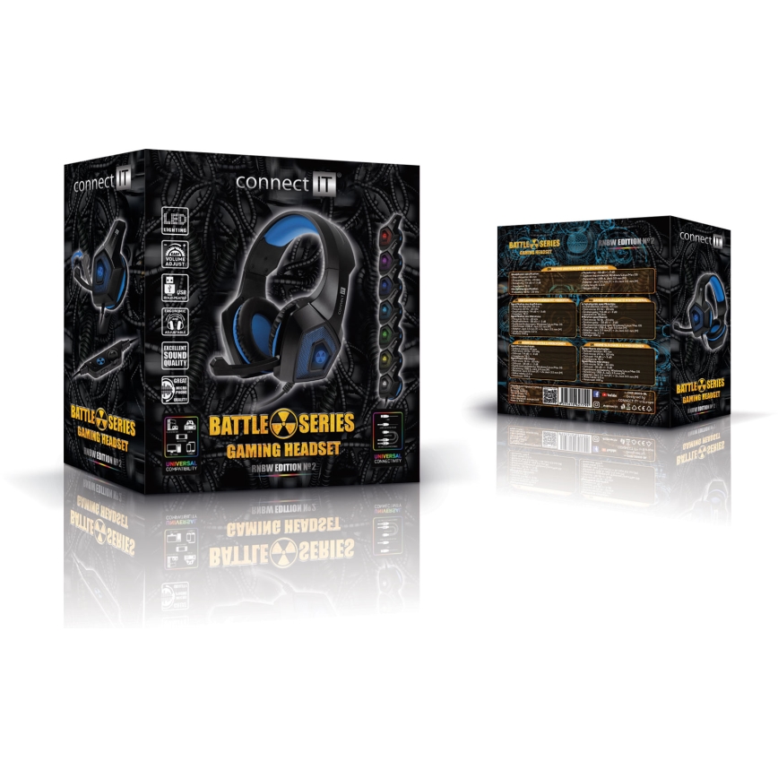 CONNECT IT CHP-5500-BL - LED Bedrade gaming-koptelefoons met een microfoon zwart/blauw