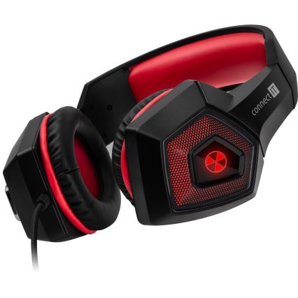 CONNECT IT CHP-5500-RD - LED Bedrade gaming-koptelefoons met een microfoon zwart/rood