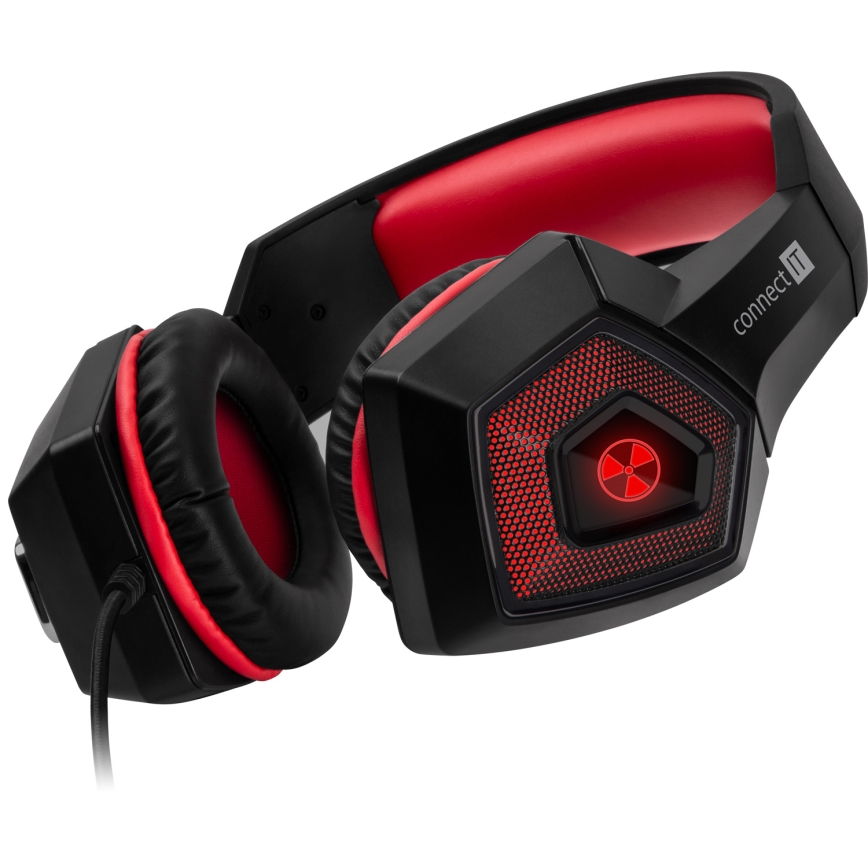 CONNECT IT CHP-5500-RD - LED Bedrade gaming-koptelefoons met een microfoon zwart/rood