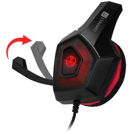 CONNECT IT CHP-5500-RD - LED Bedrade gaming-koptelefoons met een microfoon zwart/rood