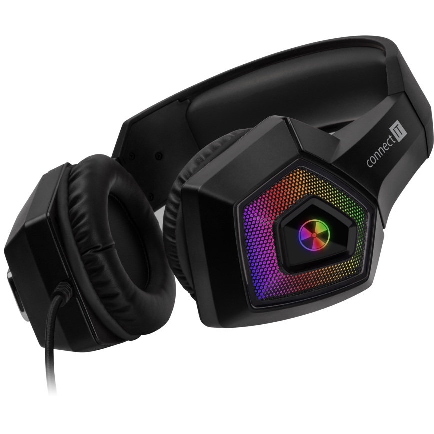CONNECT IT CHP-5600-BK - LED RGB Bedrade gaming-koptelefoons met een microfoon zwart