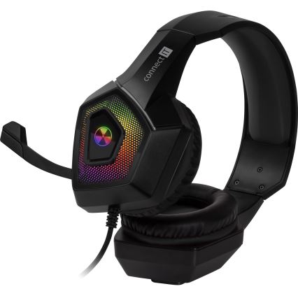 CONNECT IT CHP-5600-BK - LED RGB Bedrade gaming-koptelefoons met een microfoon zwart