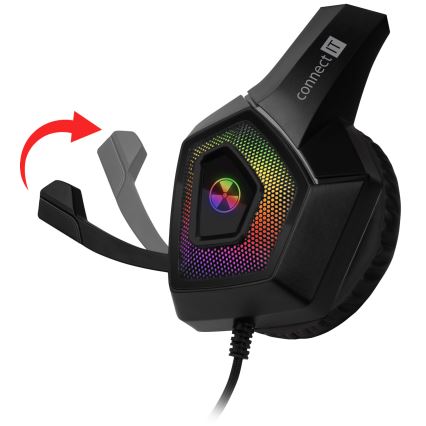 CONNECT IT CHP-5600-BK - LED RGB Bedrade gaming-koptelefoons met een microfoon zwart