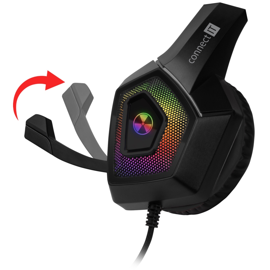 CONNECT IT CHP-5600-BK - LED RGB Bedrade gaming-koptelefoons met een microfoon zwart