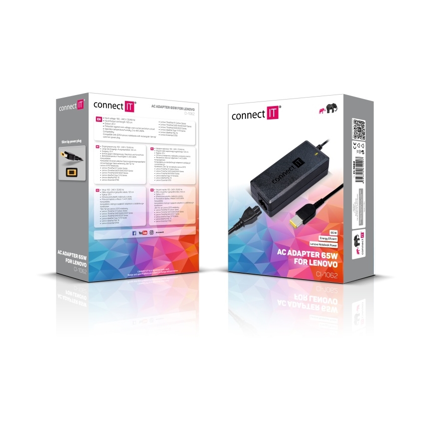 CONNECT IT CI-1062 - Stroom adapter voor Lenovo-laptops 65W
