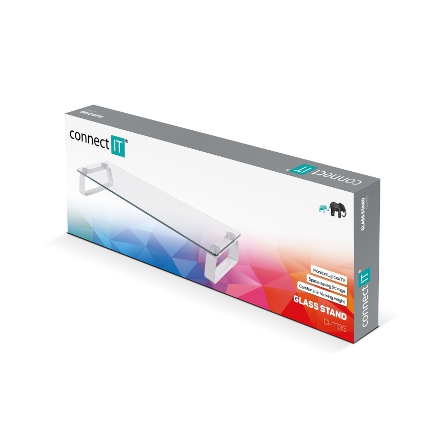 CONNECT IT CI-1135 - Multifunctioneel glazen voet doorzichtig/wit
