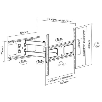 CONNECT IT CI-786 - Wandhouder voor TV 37-70” zwart