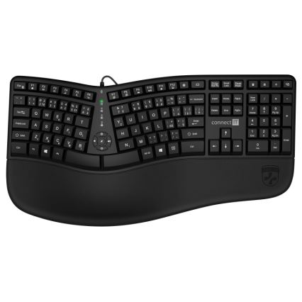 CONNECT IT CKB-2800-CS - Ergonomisch draadloos toetsenbord met CZ/SK-lokalisatie zwart