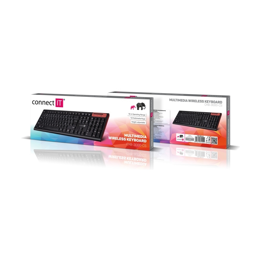 CONNECT IT CKB-3000-CS - Draadloos multimediatoetsenbord met CZ/SK-lokalisatie 2xAAA zwart