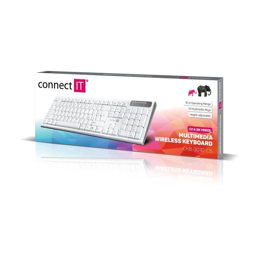 CONNECT IT CKB-3010-CS - Draadloos multimediatoetsenbord met CZ/SK-lokalisatie 2xAAA wit