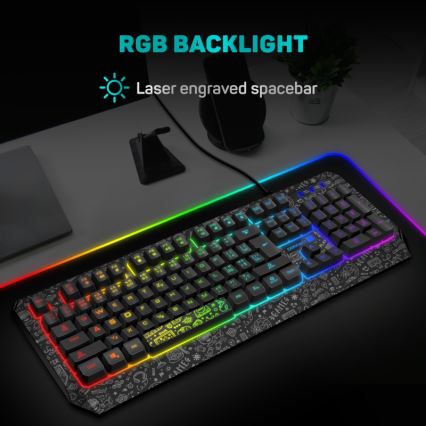CONNECT IT CKB-3530-DD - LED RGB Bedraad gamingtoetsenbord met CZ/SK-lokalisatie zwart