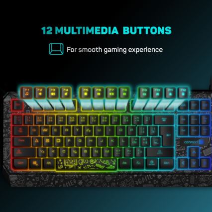 CONNECT IT CKB-3530-DD - LED RGB Bedraad gamingtoetsenbord met CZ/SK-lokalisatie zwart