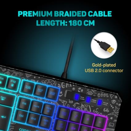 CONNECT IT CKB-3530-DD - LED RGB Bedraad gamingtoetsenbord met CZ/SK-lokalisatie zwart
