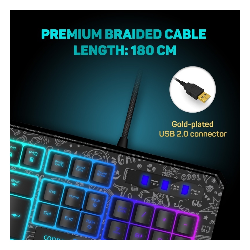 CONNECT IT CKB-3530-DD - LED RGB Bedraad gamingtoetsenbord met CZ/SK-lokalisatie zwart