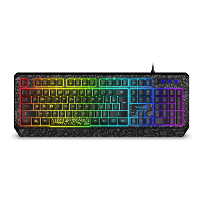 CONNECT IT CKB-3530-DD - LED RGB Bedraad gamingtoetsenbord met CZ/SK-lokalisatie zwart