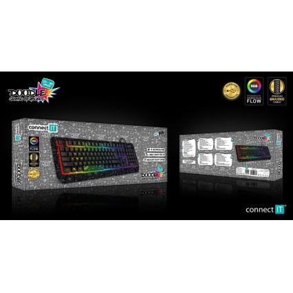 CONNECT IT CKB-3530-DD - LED RGB Bedraad gamingtoetsenbord met CZ/SK-lokalisatie zwart