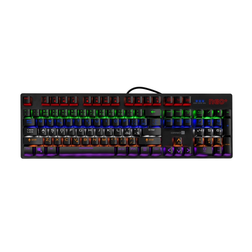 CONNECT IT CKB-3591-CS - LED RGB Bedraad gamingtoetsenbord met CZ/SK-lokalisatie zwart + rood Frame