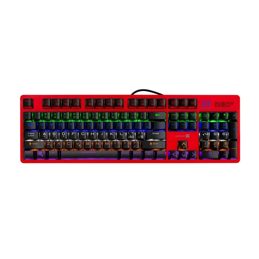 CONNECT IT CKB-3591-CS - LED RGB Bedraad gamingtoetsenbord met CZ/SK-lokalisatie zwart + rood Frame