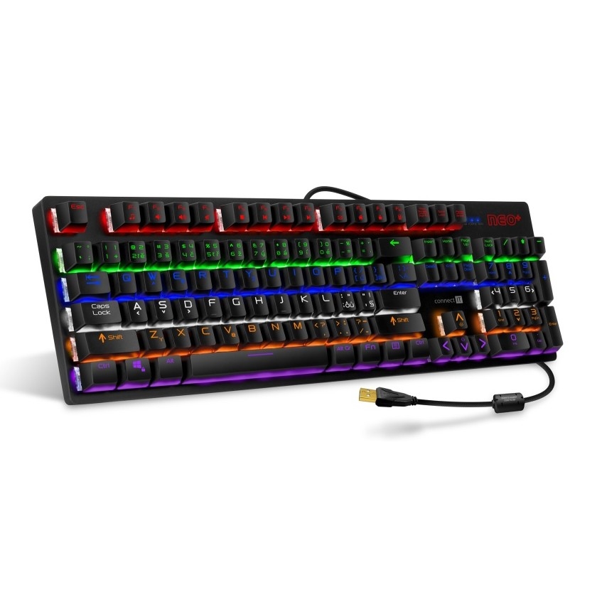 CONNECT IT CKB-3591-CS - LED RGB Bedraad gamingtoetsenbord met CZ/SK-lokalisatie zwart + rood Frame