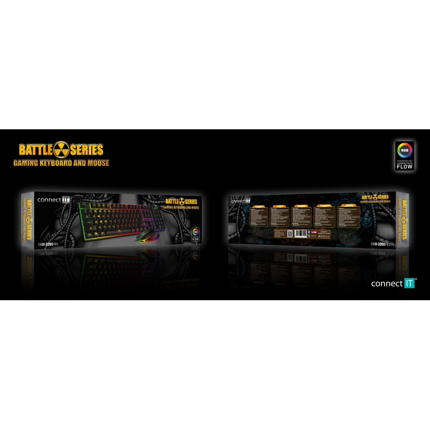 CONNECT IT CKM-3200-CS - LED RGB Bedraad gamingtoetsenbord en gamen muis 1200/1800/2400/3600 DPI met CZ/SK-lokalisatie zwart