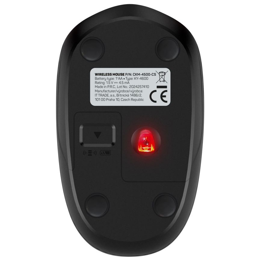 CONNECT IT CKM-4500-CS - Draadloos toetsenbord en muis 1000 DPI met CZ/SK-lokalisatie 1xAAA + 1xAA zwart