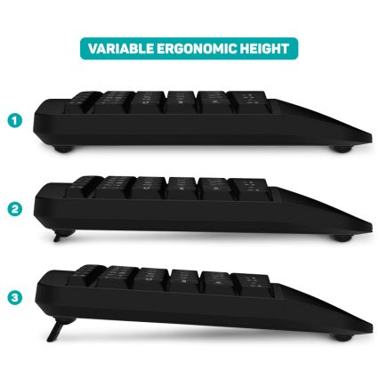 CONNECT IT CKM-6010-CS - Ergonomisch draadloos toetsenbord en muis 800/1200/1600/2400 DPI met CZ/SK-lokalisatie 1xAA + 2xAAA zwart
