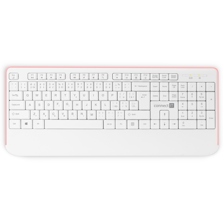 CONNECT IT CKM-7801-CS - Draadloos toetsenbord en muis 1200 DPI met CZ/SK-lokalisatie 1xAAA + 1xAA wit/roze