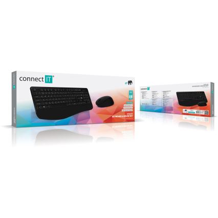CONNECT IT CKM-7803-CS - Draadloos toetsenbord en muis 1200 DPI met CZ/SK-lokalisatie 1xAAA + 1xAA zwart