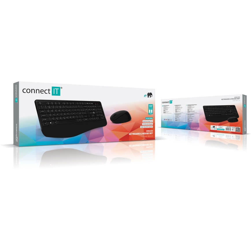 CONNECT IT CKM-7803-CS - Draadloos toetsenbord en muis 1200 DPI met CZ/SK-lokalisatie 1xAAA + 1xAA zwart