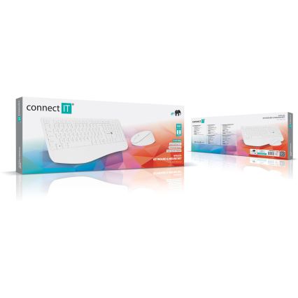 CONNECT IT CKM-7804-CS - Draadloos toetsenbord en muis 1200 DPI met CZ/SK-lokalisatie 1xAAA + 1xAA wit