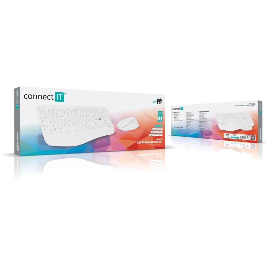 CONNECT IT CKM-7804-CS - Draadloos toetsenbord en muis 1200 DPI met CZ/SK-lokalisatie 1xAAA + 1xAA wit
