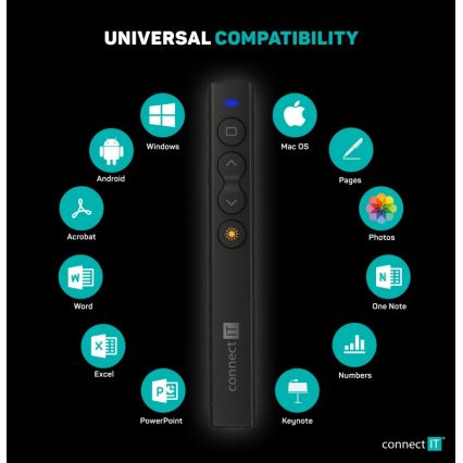 CONNECT IT CLP-2050-BK - Draadloze presentator met laserpointer 1xAAA