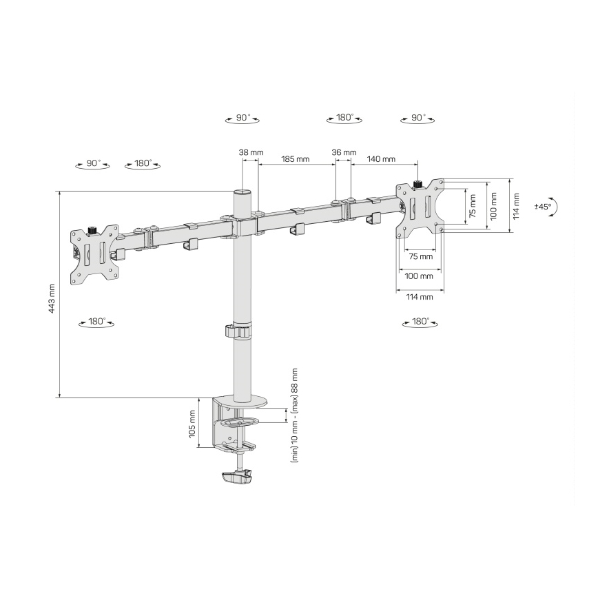 CONNECT IT CMF-3203-BK - Universele houder voor 2 monitoren 13-32” zwart