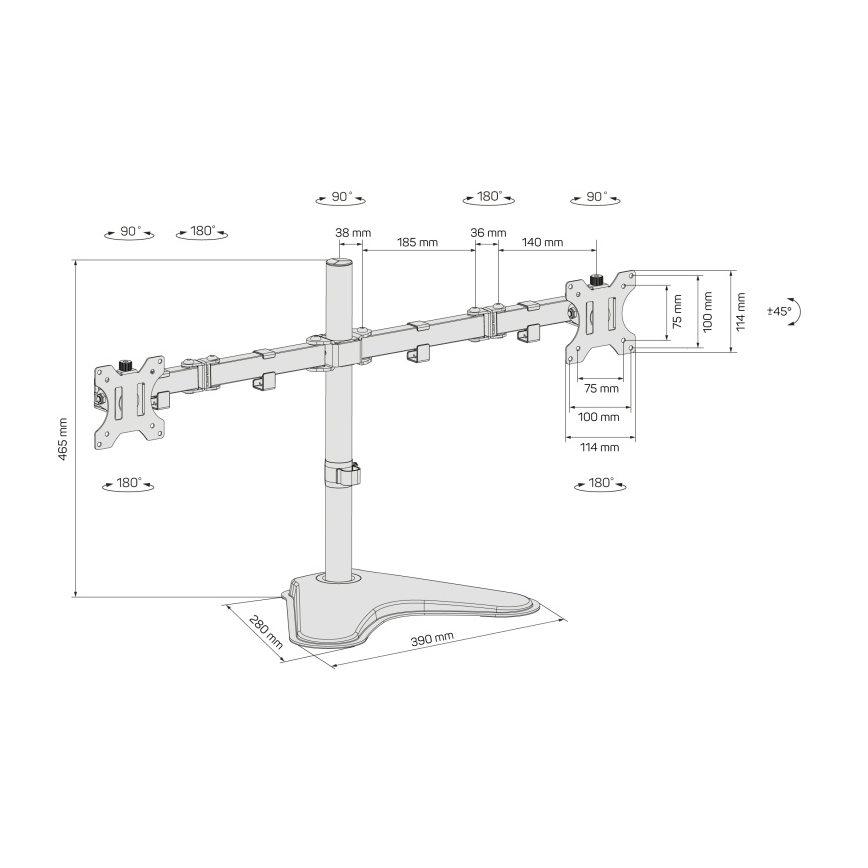 CONNECT IT CMF-3204-BK - Universele houder voor 2 monitoren 13-32” zwart