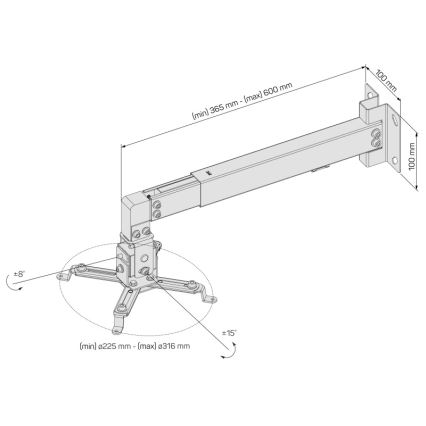 CONNECT IT CMF-7020-SL - Zilveren projectorbeugel voor wandmontage