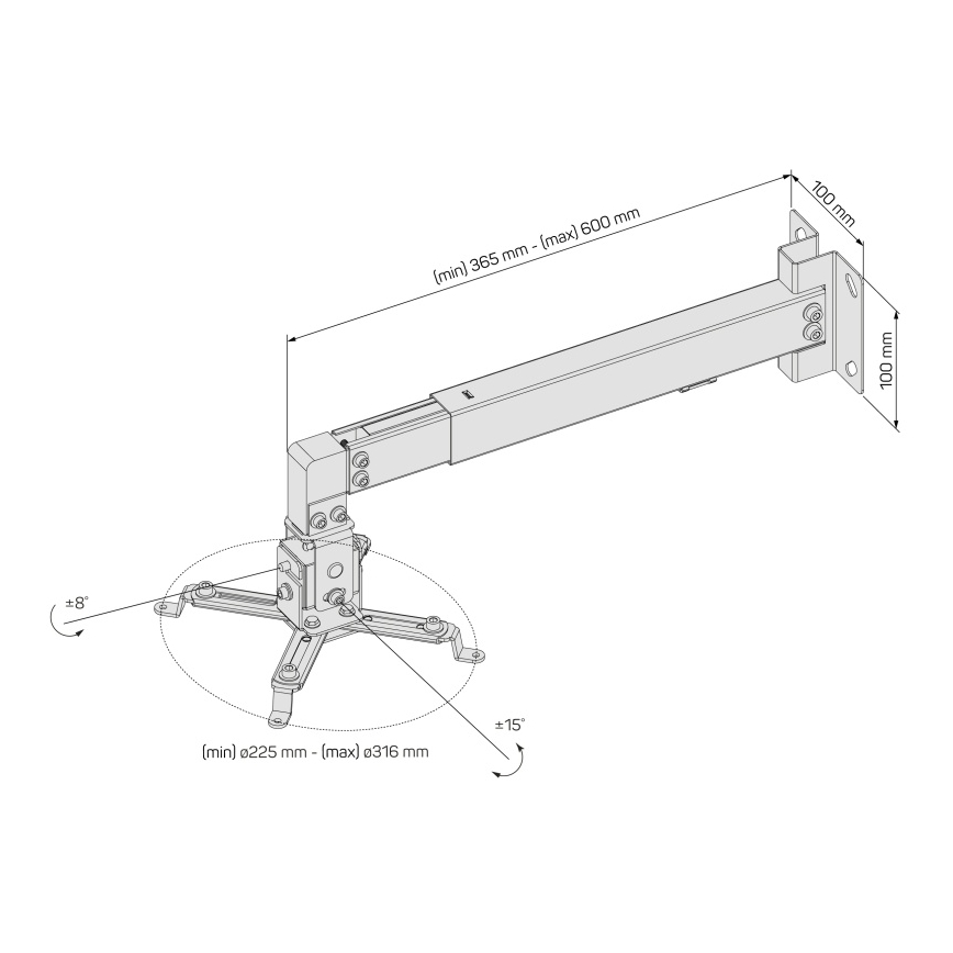 CONNECT IT CMF-7020-SL - Zilveren projectorbeugel voor wandmontage
