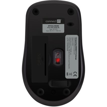 CONNECT IT CMO-2230-BL - Draadloze stille muis MUTE 1200 DPI 1xAA zwart/blauw
