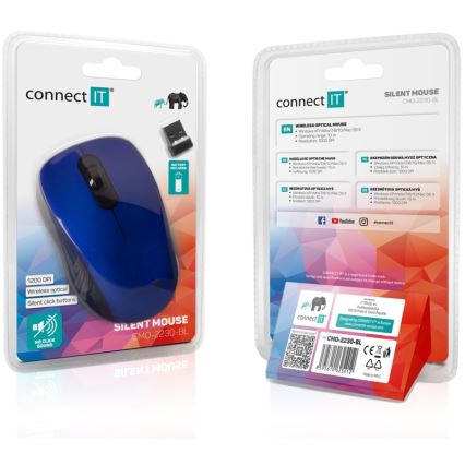 CONNECT IT CMO-2230-BL - Draadloze stille muis MUTE 1200 DPI 1xAA zwart/blauw