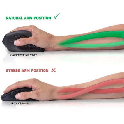 CONNECT IT CMO-2500-BK - Ergonomische bekabelde muis Verti Wire 1000/1600 DPI zwart