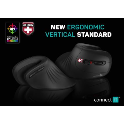 CONNECT IT CMO-2900-BK - Ergonomische draadloze muis 800/1200/1600 DPI 1xAA zwart