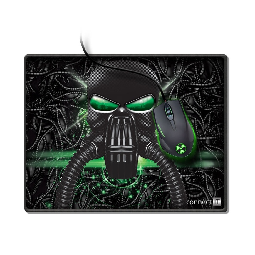 CONNECT IT CMP-1100-SM - Muismat 32x24,5 cm zwart/groen