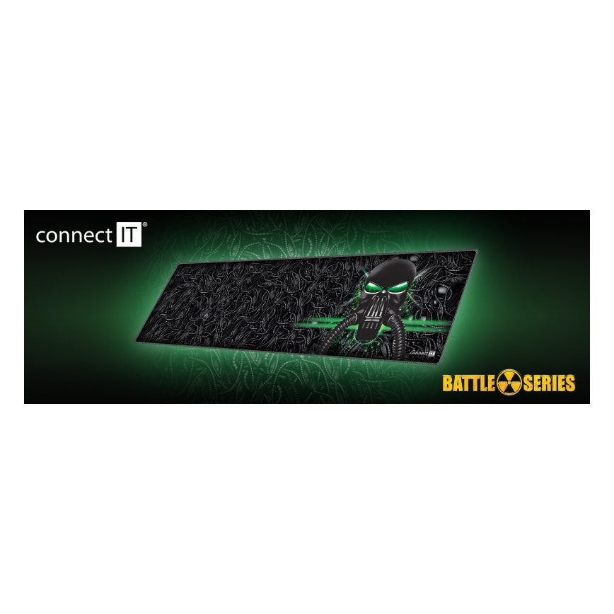 CONNECT IT CMP-1110-LG - Mat voor toetsenbord en muis 88,6x24,5 cm zwart/groen