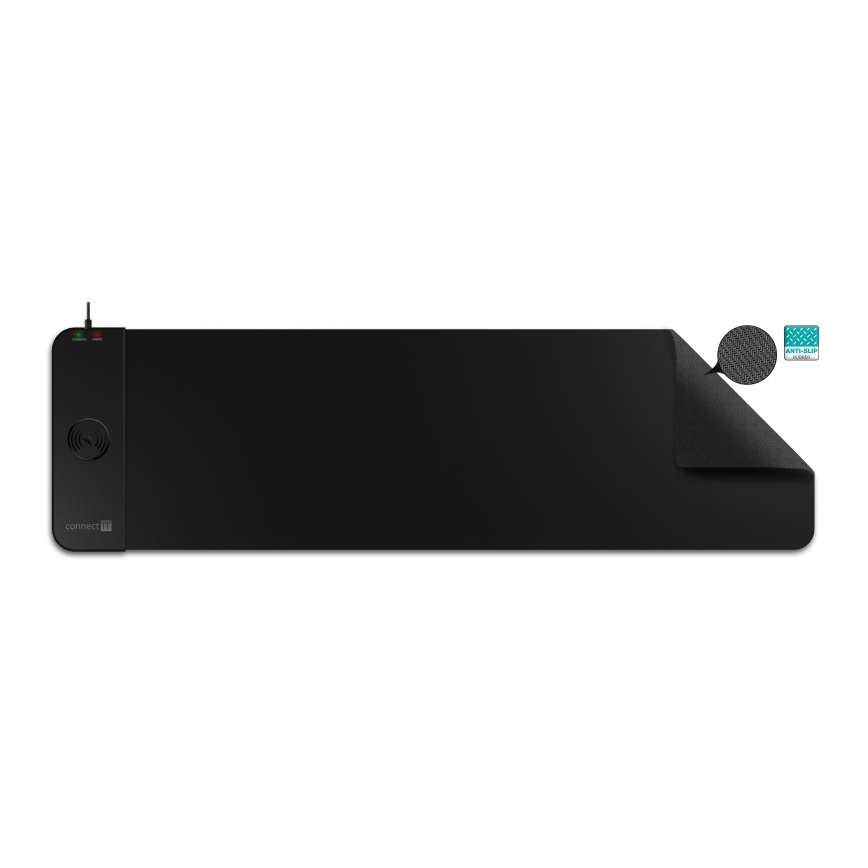 CONNECT IT CMP-2500-LG - Mat voor toetsenbord en muis met Qi draadloos opladen 80x30 cm zwart