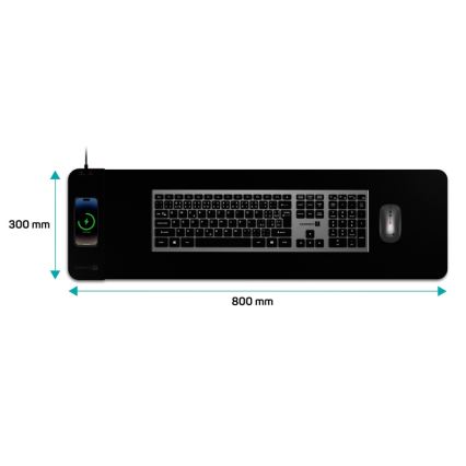 CONNECT IT CMP-2500-LG - Mat voor toetsenbord en muis met Qi draadloos opladen 80x30 cm zwart