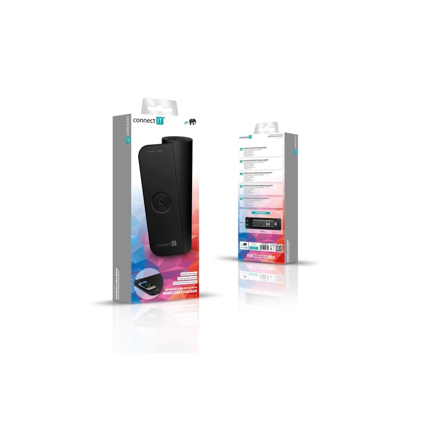 CONNECT IT CMP-2500-LG - Mat voor toetsenbord en muis met Qi draadloos opladen 80x30 cm zwart